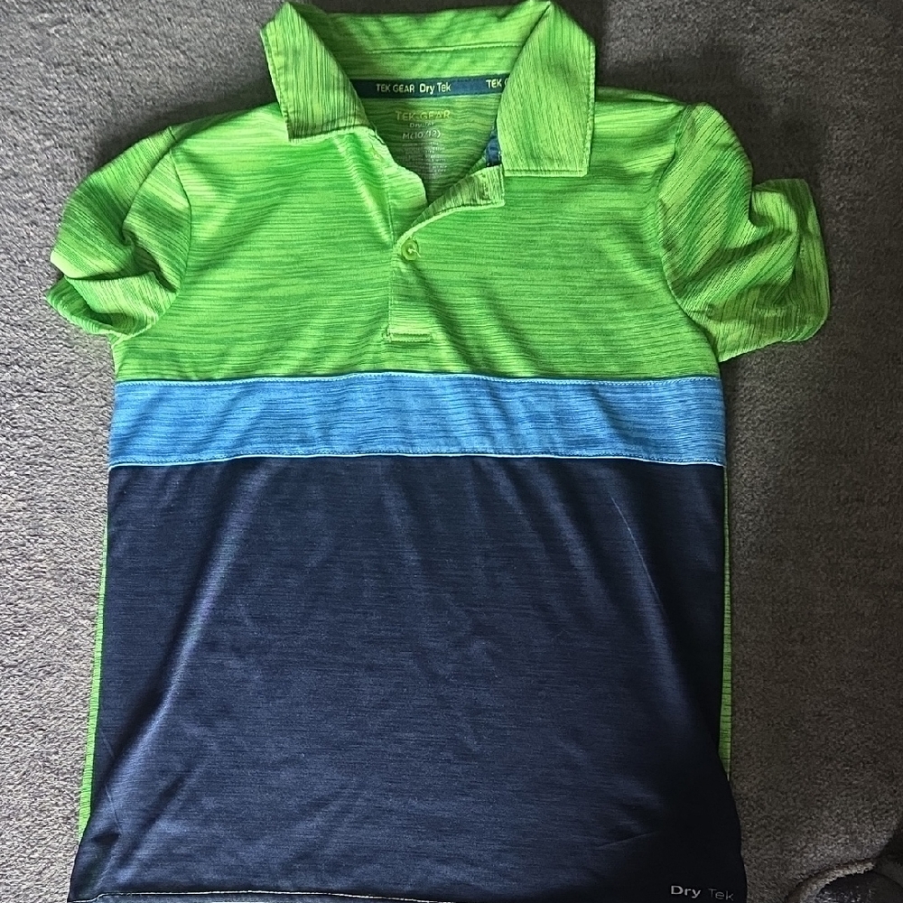 Tek Gear Kids Polo Shirt - Lime Green and Navy